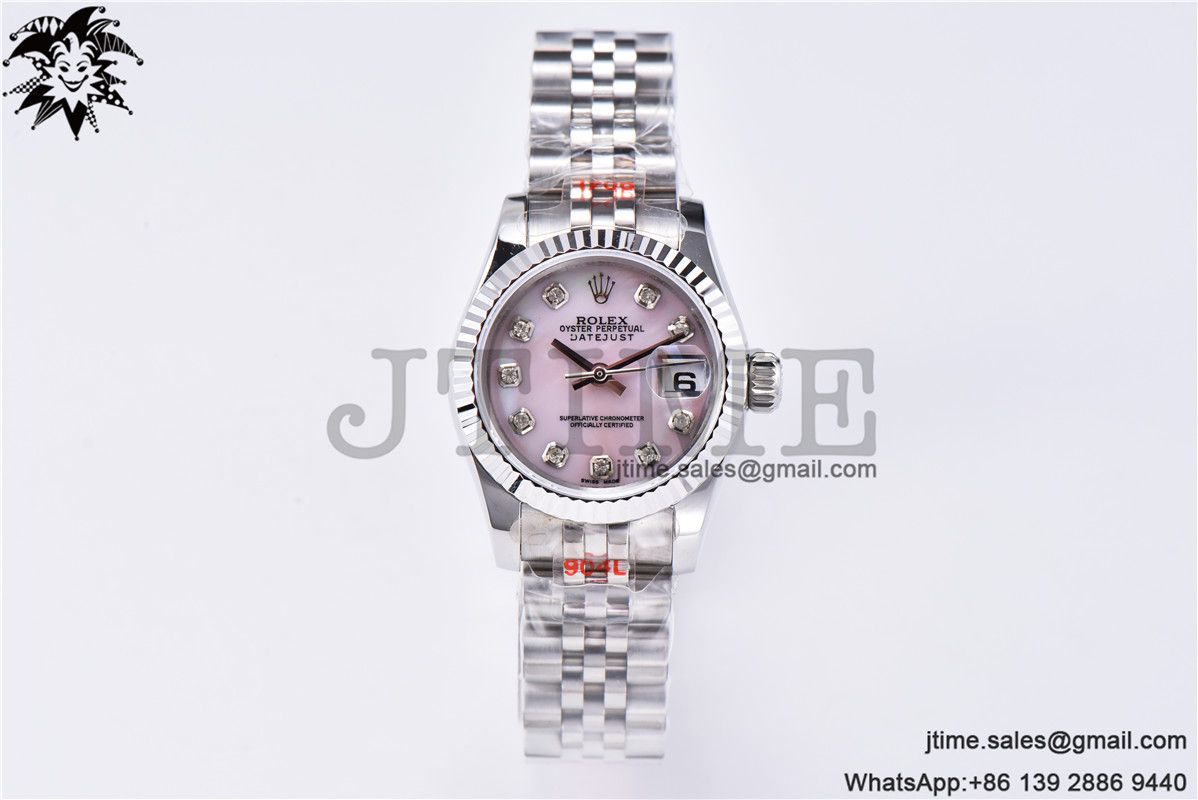 Ladies Datejust 31mm Fluted Bezel 904L Steel GMF Best Edition Pink MOP Dial Diamond Markers on Jubilee Bracelet A2671 - Image 4