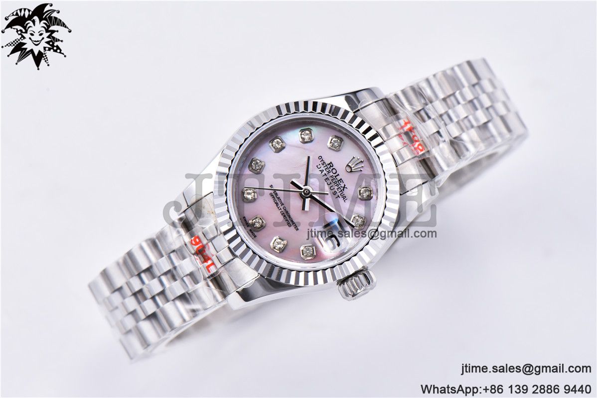 Ladies Datejust 31mm Fluted Bezel 904L Steel GMF Best Edition Pink MOP Dial Diamond Markers on Jubilee Bracelet A2671 - Image 3