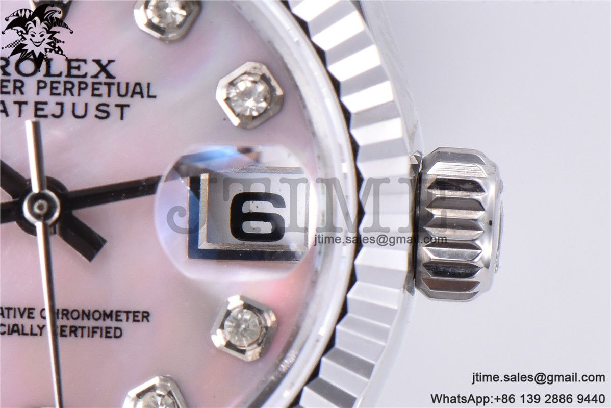 Ladies Datejust 31mm Fluted Bezel 904L Steel GMF Best Edition Pink MOP Dial Diamond Markers on Jubilee Bracelet A2671 - Image 6