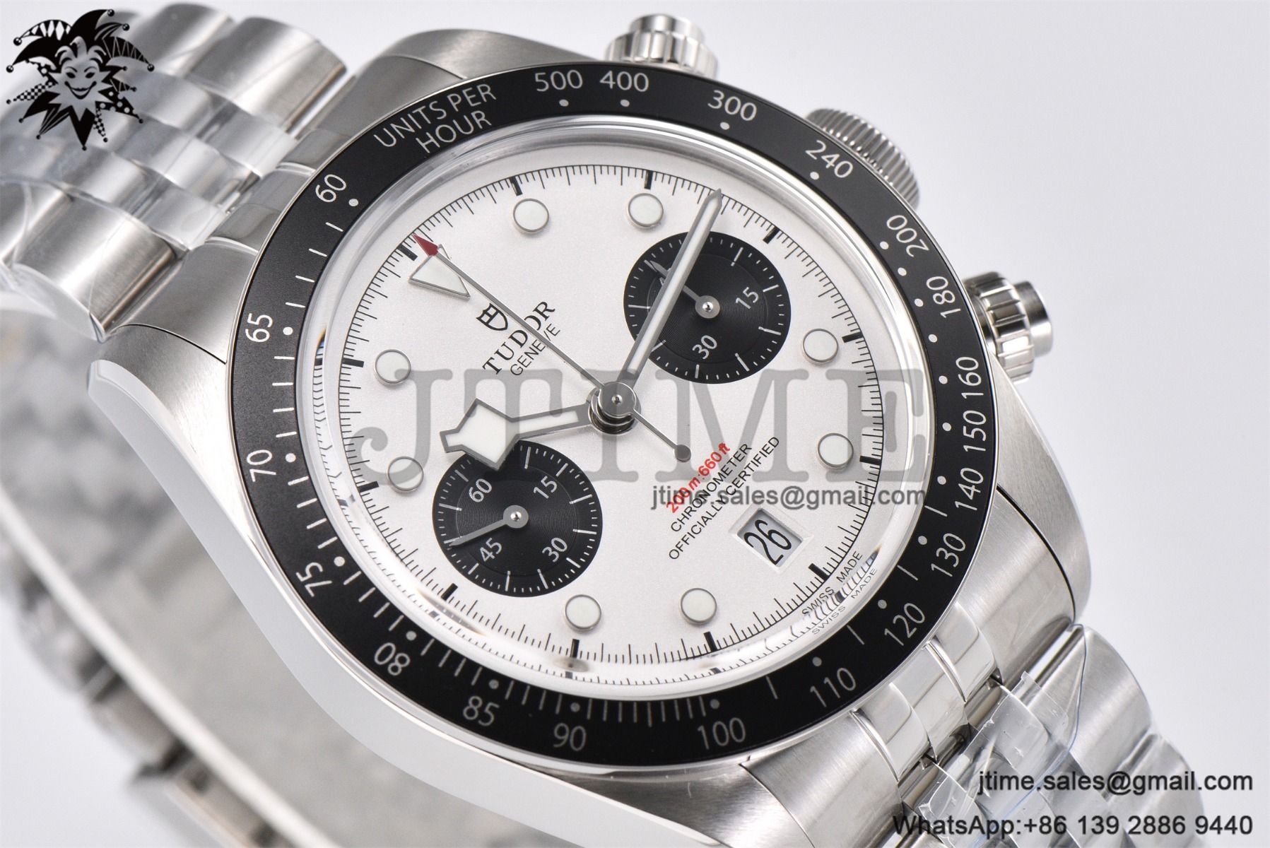 Black Bay Chrono SS ZF 1:1 Best Edition White Dial on SS Bracelet A7750 - Image 3